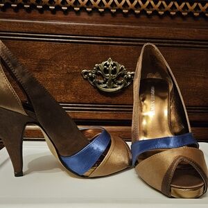 Newport News Chic Bronze, Gold and Blue Heels